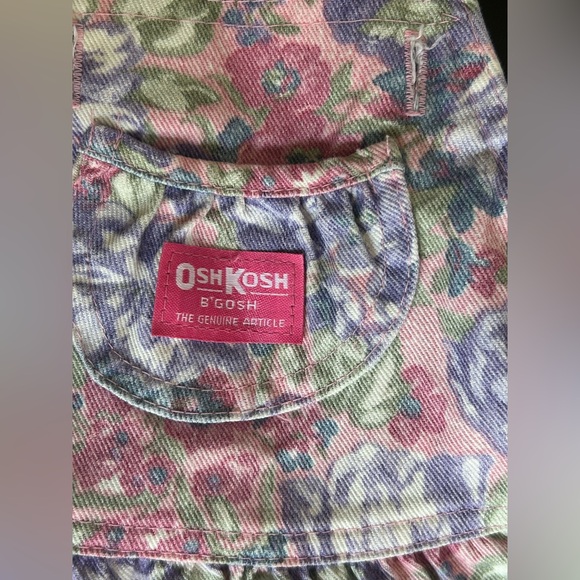VINTAGE OSH KOSH B’GOSH VESTBAK 4T Floral Cotton Denim Overall Dress PURPLE/PINK - Picture 3 of 8